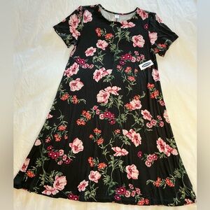 NEW Old Navy Short Sleeve Black Floral Swing Dress women’s size Small NWT
